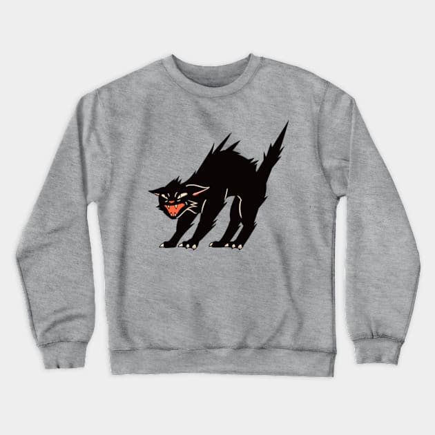 Angry Black Cat Crewneck Sweatshirt by orangedan